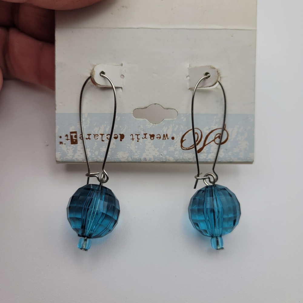 So Wear It Declare It Blue Faceted Bead Drop Earrings